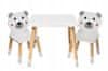 F4H Otroška miza in 2 stola medvedek bele barve