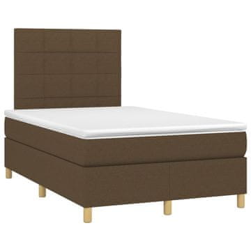 Vidaxl Box spring postelja z vzmetnico temno rjava 120x190 cm blago