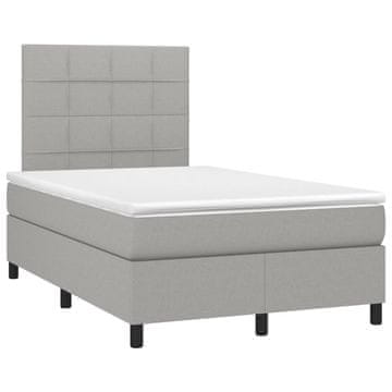 Vidaxl Boxspring postelja z vzmetnico svetlo siva 120x190 cm blago