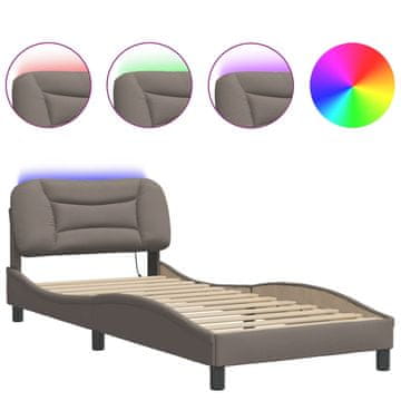 Vidaxl Posteljni okvir z LED brez vzmetnice Hvar Taupe 80x200 cm Tkanina