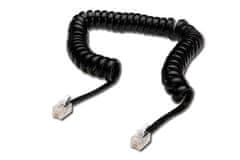 Digitus RJ10 kabel za slušalke, zvit, črn, dolžina 4 m