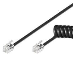PremiumCord Telefonski kabel za slušalke, zvit, 4 žile, 2 m - črn