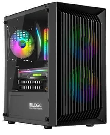 LOGIC PC ohišje Atos ARGB MINI 1x USB 3.0, 2x USB 2.0 + avdio, črno, brez napajalnika