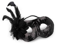 Karnevalska maska s perjem - črna