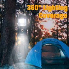 VIVVA® Kamp svetilka, Prenosna luč za kampiranje, pohodništvo, Polnjenje na sončno energijo ali USB kablom (Črna) | CAMPGLO