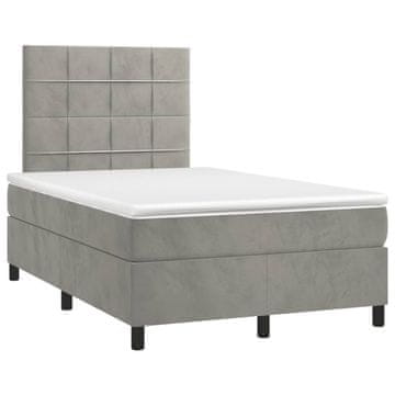 Vidaxl Box spring postelja z vzmetnico svetlo siva 120x190 cm žamet