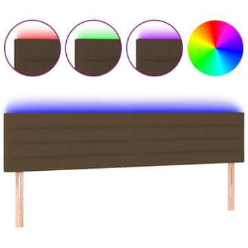 Vidaxl LED posteljno vzglavje temno rjavo 180x5x78/88 cm blago