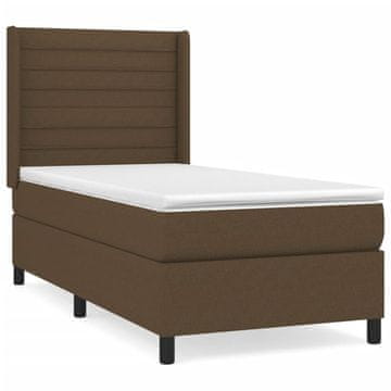 Vidaxl Box spring postelja z vzmetnico temno rjava 90x200 cm blago