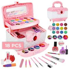 Cool Mango Otroški komplet za ličenje, kozmetični set, ličila za otroke, prenosni kozmetični kovček, 18 dodatkov za ličenje – Makeuptoy