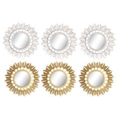 DKD Home Decor Garnitura ogledal DKD Home Decor Ogledalo Golden White PP 2 enoti (25 x 2 x 25 cm)