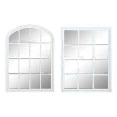 DKD Home Decor Stensko ogledalo DKD Home Decor Zrcalo Okna Bela PP 2 enote Koča (55 x 2,5 x 76 cm)