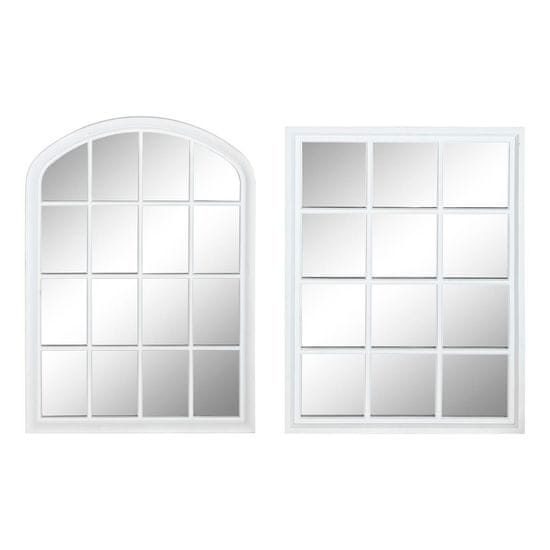 DKD Home Decor Stensko ogledalo DKD Home Decor Zrcalo Okna Bela PP 2 enote Koča (55 x 2,5 x 76 cm)