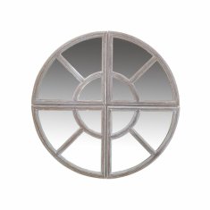 DKD Home Decor Stensko ogledalo DKD Home Decor Naravni les Kristal MDF Lesena koča Okno brez oken 120 x 2,5 x 120 cm