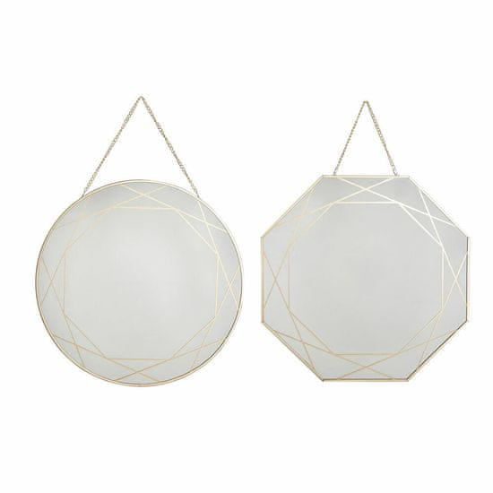 DKD Home Decor Stensko ogledalo DKD Home Decor Crystal Golden Metal 2 enoti (29 x 0,3 x 29 cm)