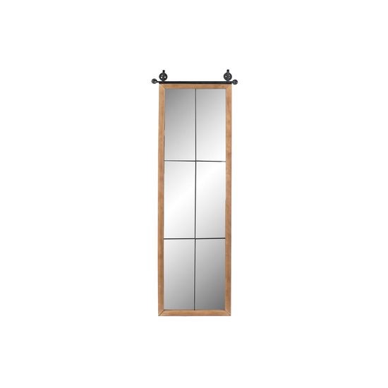 DKD Home Decor Stensko ogledalo DKD Home Decor Crystal Natural Black Metal MDF Wood (58,5 x 5 x 170 cm)