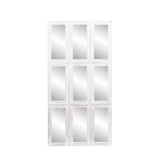 DKD Home Decor Stensko ogledalo DKD Home Decor 90 x 2,5 x 180 cm Crystal Natural MDF Wood Cottage Window Stripped