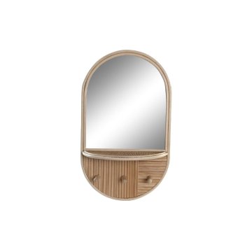 BigBuy Stensko ogledalo DKD Home Decor Crystal Natural Pinewood MDF Wood (27,5 x 11,5 x 46 cm)
