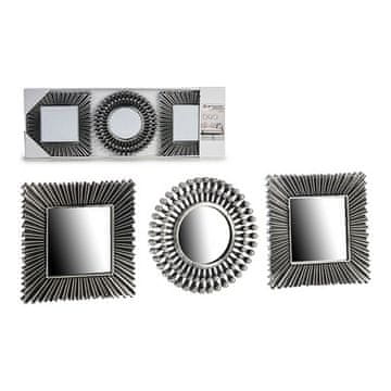 BigBuy Garnitura ogledal črno srebrna plastika kristal (3 kosi)