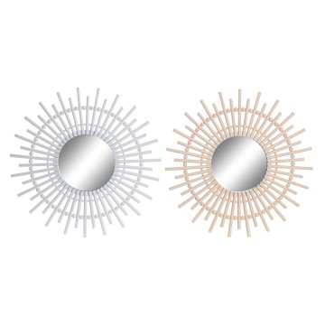 BigBuy Stensko ogledalo DKD Home Decor Scandi Crystal Natural White polipropilen (50 x 2,5 x 50 cm) (2 enoti)