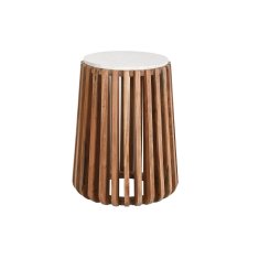 DKD Home Decor Stranska mizica DKD Home Decor Bela Naravni marmor Mango les 47 x 47 x 58 cm