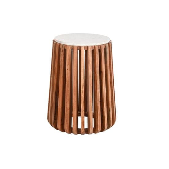 DKD Home Decor Stranska mizica DKD Home Decor Bela Naravni marmor Mango les 47 x 47 x 58 cm