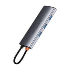 BASEUS Vozlišče 7v1 Baseus Gleam, USB-C do 1x HDMI4K 60Hz + 3x USB3.0 + 1x PD + 1x SD/TF (siva)