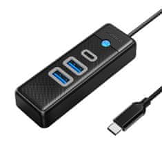 Orico Orico Hub adapter USB-C na 2x USB 3.0 + USB-C, 5 Gbps, 0,15 m (črn)