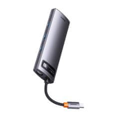 BASEUS Vozlišče 8v1 Baseus Metal Gleam Series, USB-C do 3x USB 3.0 + HDMI + USB-C PD + microSD/SD + VGA
