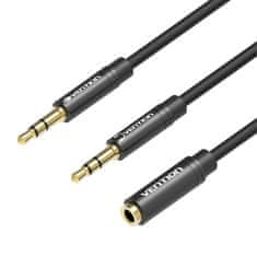 Vention Avdio kabel 2x 3,5 mm moški na 3,5 mm ženski BBOBY 0,3 m (črn)