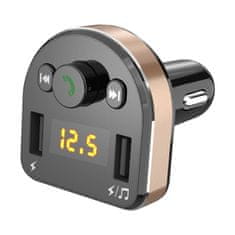 DUDAO Avtomobilski polnilec Dudao R2Pro, 3-v-1, 2x USB, oddajnik FM Bluetooth 15,5W