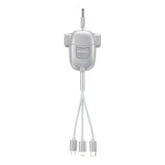 DUDAO Kabel USB Dudao L8PRO 3-v-1 USB-C / Lightning / Micro 3A, 1,1 m (srebrn)