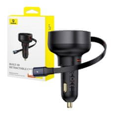 BASEUS Baseus Enjoyment Pro avtomobilski polnilec s kablom lightning + USB-C, 55 W (črn)