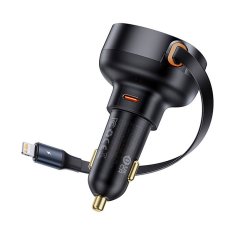 BASEUS Baseus Enjoyment Pro avtomobilski polnilec s kablom lightning + USB-C, 55 W (črn)
