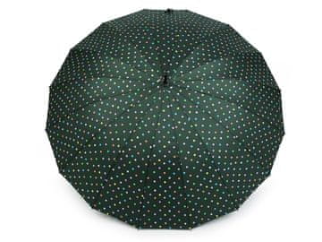 Velik družinski dežnik s pikami - zeleno temen.