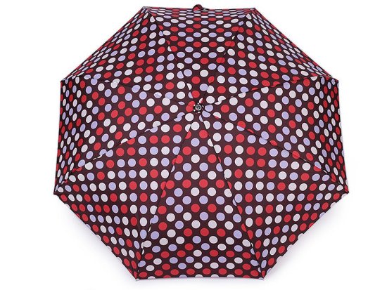 Ženski mini zložljivi dežnik polka dot - rdečkasto rjav