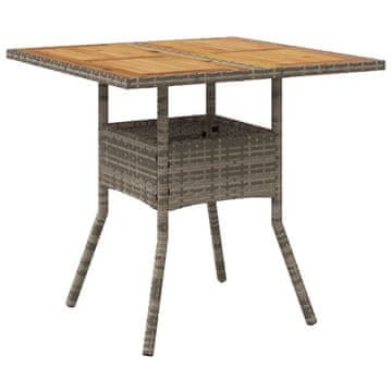 Vidaxl Vrtna miza z leseno akacijevo ploščo siva 80x80x75 cm PE ratan