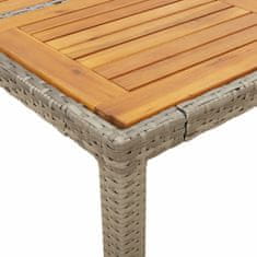 Vidaxl Vrtna miza z leseno mizno ploščo siva 90x90x75 cm poli ratan