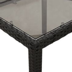 Vidaxl Vrtna miza s stekleno ploščo črna 190x90x75 cm poli ratan