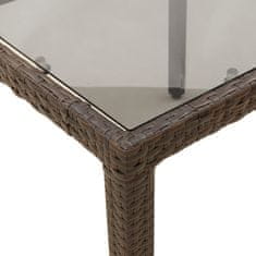 Vidaxl Vrtna miza s stekleno ploščo rjav 190x90x75 cm poli ratan