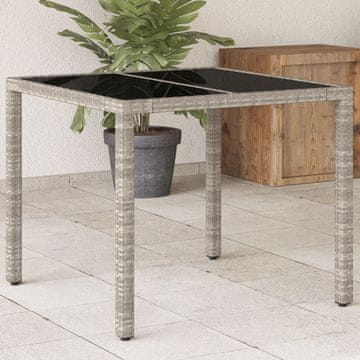 Vidaxl vidaXL Vrtna miza s stekleno površino svetlo siva 90x90x75 cm