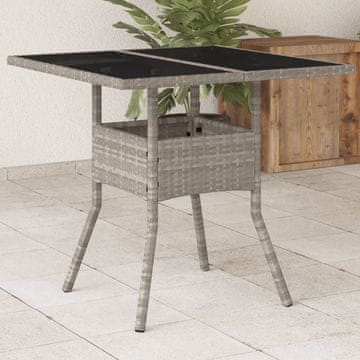 Vidaxl vidaXL Vrtna miza s stekleno ploščo svetlo siva 80x80x75 cm