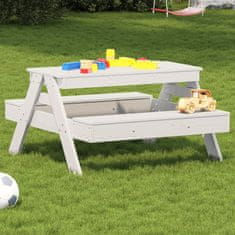 shumee Piknik miza za otroke bela 88x97x52 cm trdna borovina