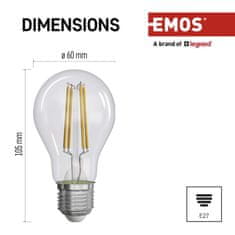 Emos Filament LED žarnica, E27, toplo bela