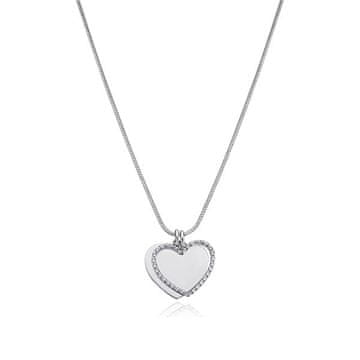 S'Agapõ Romantična jeklena ogrlica s srčki Message SSG09