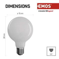 Emos Filament Globe LED žarnica, E27, toplo bela