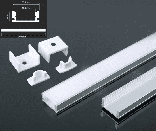 V-TAC ALU profil za LED trak 2m NADGRADNI - komplet