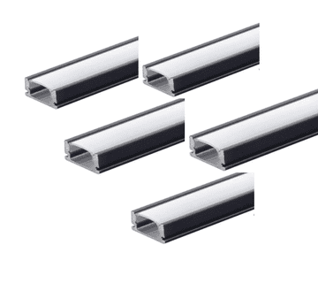 Optonica ALU profil za LED trak ČRN+mlečen pokrov 2m NADGRADNI - 5kom komplet