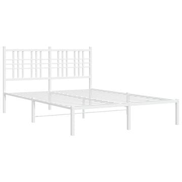 Vidaxl Kovinski posteljni okvir z vzglavjem bel 140x200 cm
