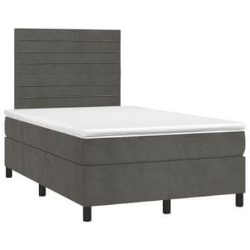 Vidaxl Box spring postelja z vzmetnico temno siv 120x190 cm žamet
