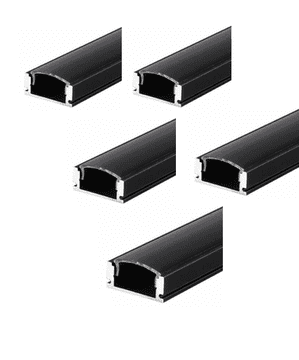 Optonica ALU profil za LED trak ČRN+črn pokrov 2m NADGRADNI - 5kom komplet